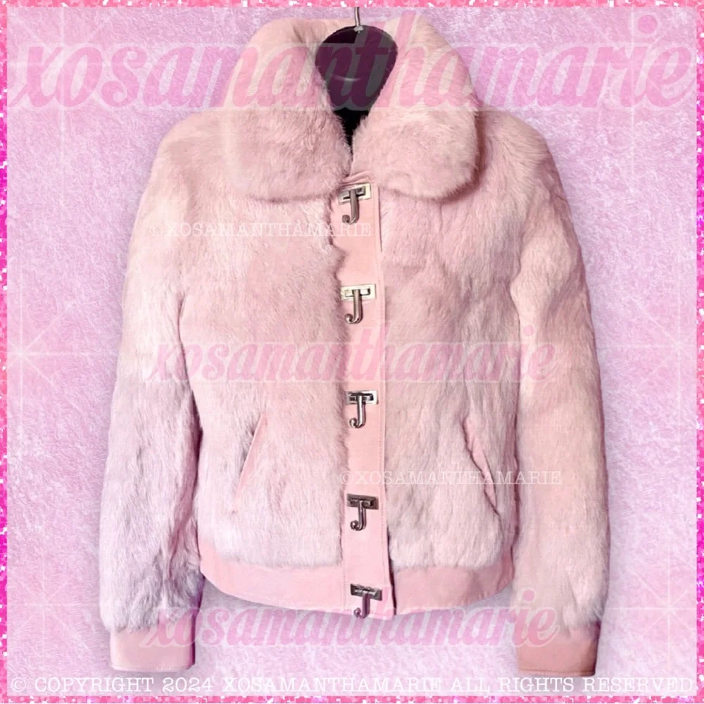 Juicy Couture Pink Rabbit Fur Jacket - Picture 6 of 16